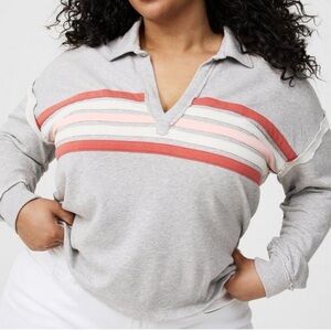 Torrid Gray Sweatshirt with Pink and Red Stripes